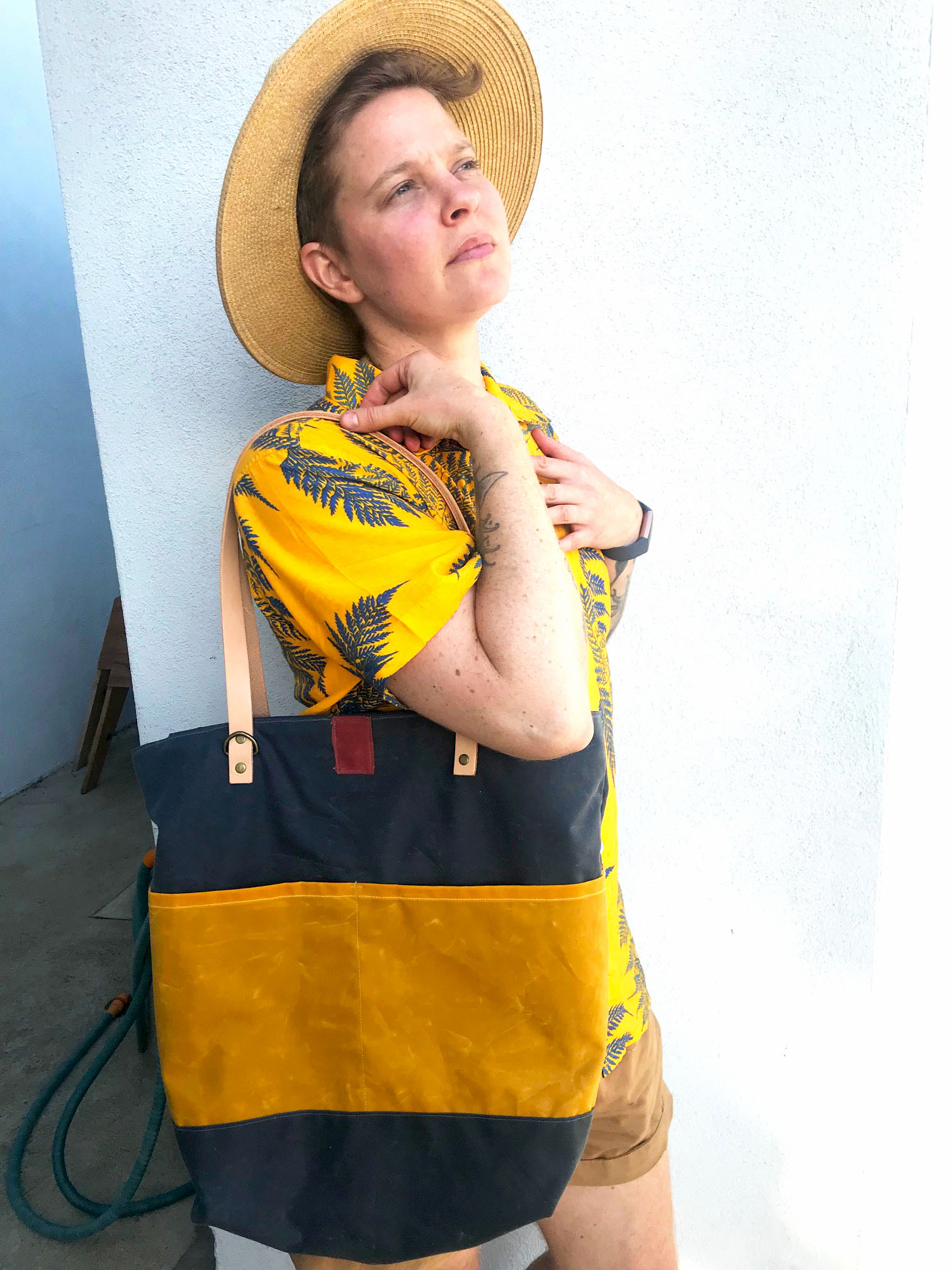 Two-tone Oberlin Tote with leather handles